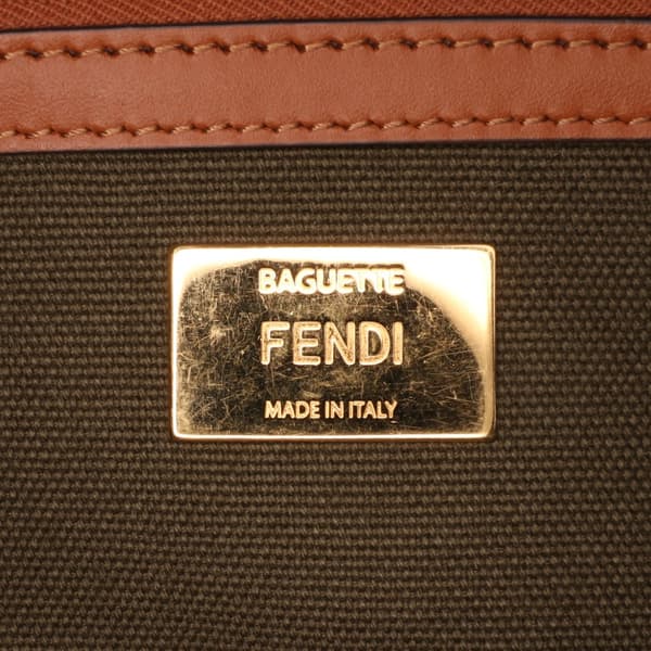 Pre-owned Fendi Zucca Embroidered Canvas Baguette Satchel Brown