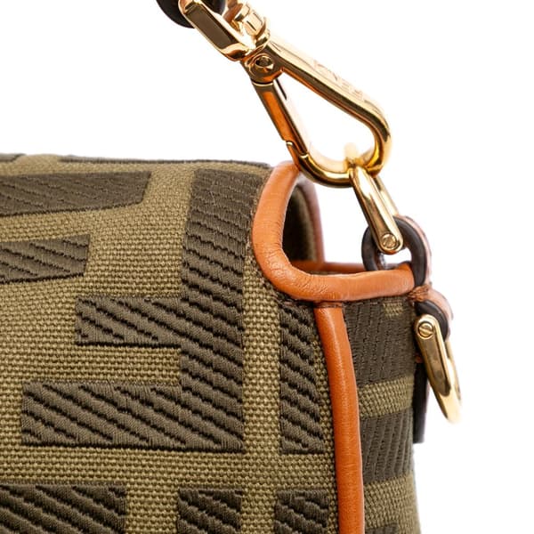 Pre-owned Fendi Zucca Embroidered Canvas Baguette Satchel Brown
