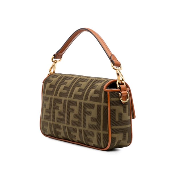 Pre-owned Fendi Zucca Embroidered Canvas Baguette Satchel Brown