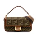 Miniatyrbillede 1 af 10: Pre-owned Fendi Zucca Embroidered Canvas Baguette Satchel Brown