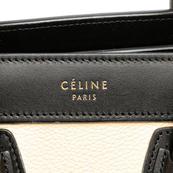Pre-owned Celine Nano Tricolor Nubuck and Calfskin Luggage Tote Brown