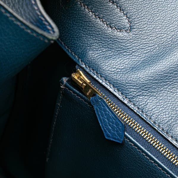 Pre-owned Hermès Togo Birkin Retourne 35 Blue