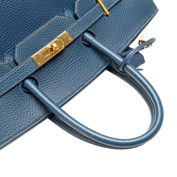 Pre-owned Hermès Togo Birkin Retourne 35 Blue