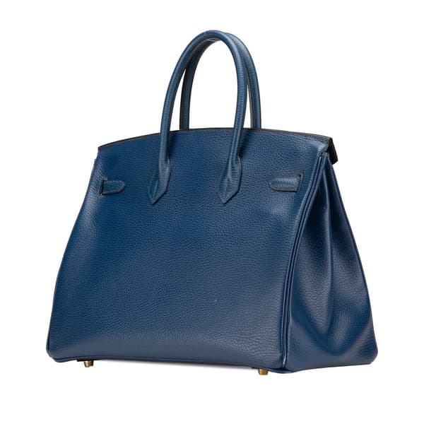Pre-owned Hermès Togo Birkin Retourne 35 Blue