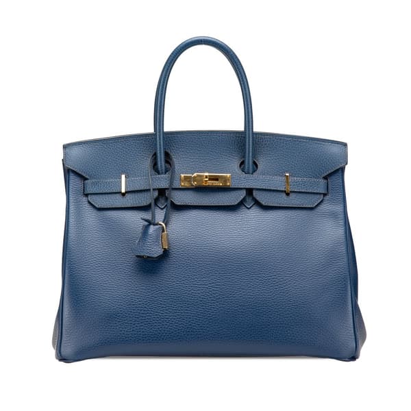 Pre-owned Hermès Togo Birkin Retourne 35 Blue