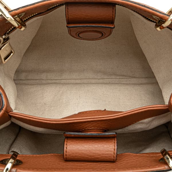 Pre-owned Gucci Small Calfskin Bamboo Shopper Satchel Brown