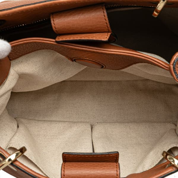 Pre-owned Gucci Small Calfskin Bamboo Shopper Satchel Brown