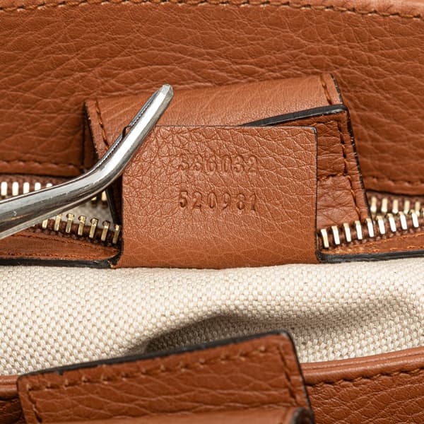 Pre-owned Gucci Small Calfskin Bamboo Shopper Satchel Brown
