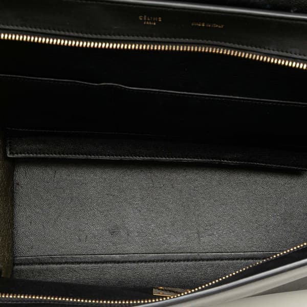 Pre-owned Celine Medium Tricolor Calfskin and Suede Trapeze Satchel Black