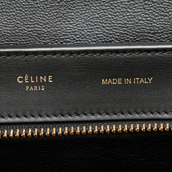 Pre-owned Celine Medium Tricolor Calfskin and Suede Trapeze Satchel Black