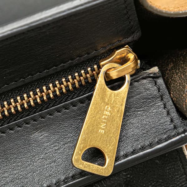 Pre-owned Celine Medium Tricolor Calfskin and Suede Trapeze Satchel Black