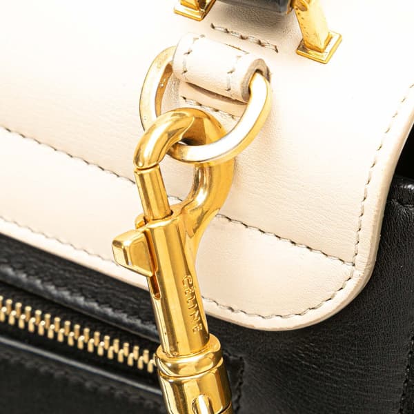 Pre-owned Celine Medium Tricolor Calfskin and Suede Trapeze Satchel Black
