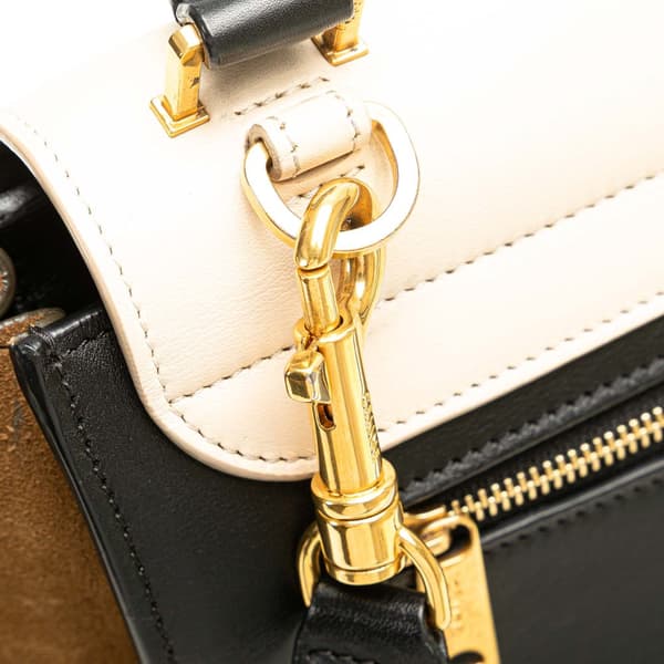 Pre-owned Celine Medium Tricolor Calfskin and Suede Trapeze Satchel Black