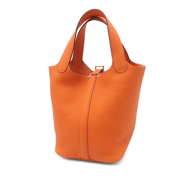 Pre-owned Hermès Clemence Picotin Lock 18 Orange