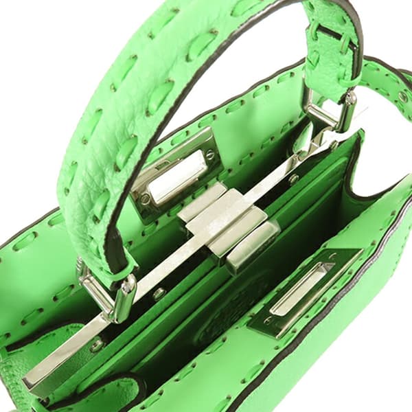 Pre-owned Fendi Small Calfskin Selleria Peekaboo ISeeU Satchel Green