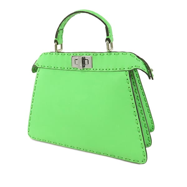 Pre-owned Fendi Small Calfskin Selleria Peekaboo ISeeU Satchel Green