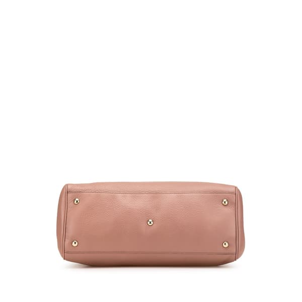Pre-owned Gucci Medium Calfskin Bamboo Shopper Satchel Pink