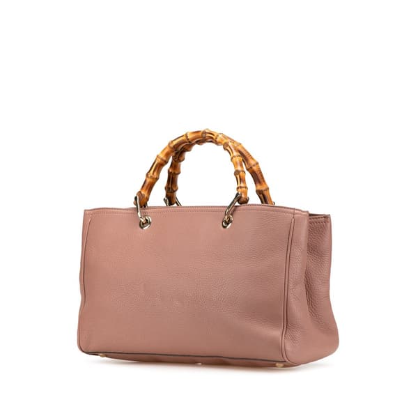 Pre-owned Gucci Medium Calfskin Bamboo Shopper Satchel Pink