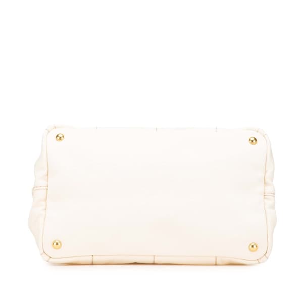 Pre-owned Prada Canvas Canapa Logo Satchel White
