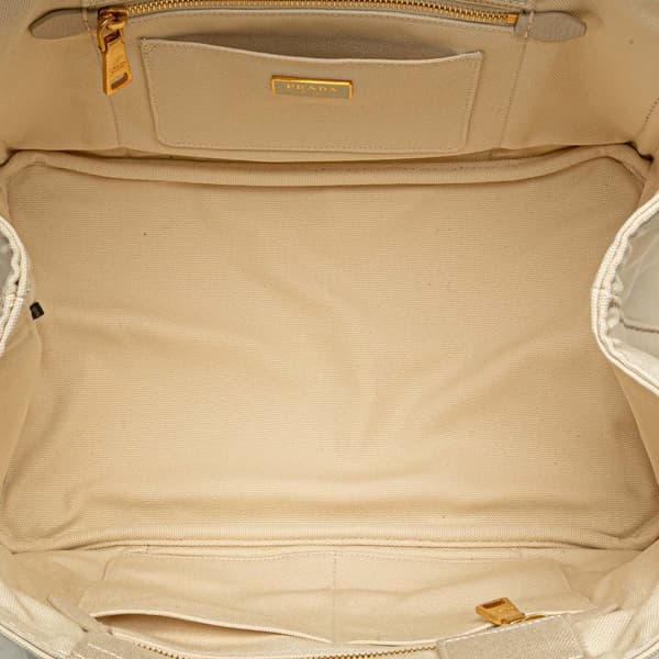 Pre-owned Prada Canvas Canapa Logo Satchel White