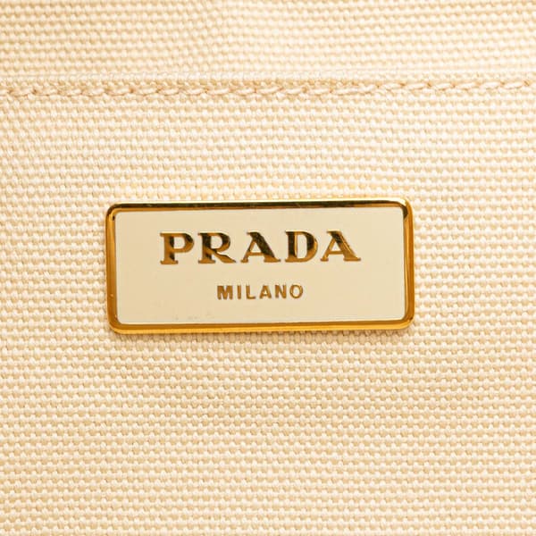 Pre-owned Prada Canvas Canapa Logo Satchel White