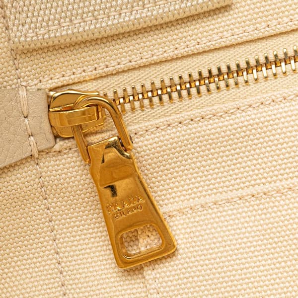Pre-owned Prada Canvas Canapa Logo Satchel White