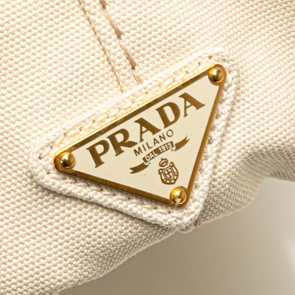 Pre-owned Prada Canvas Canapa Logo Satchel White