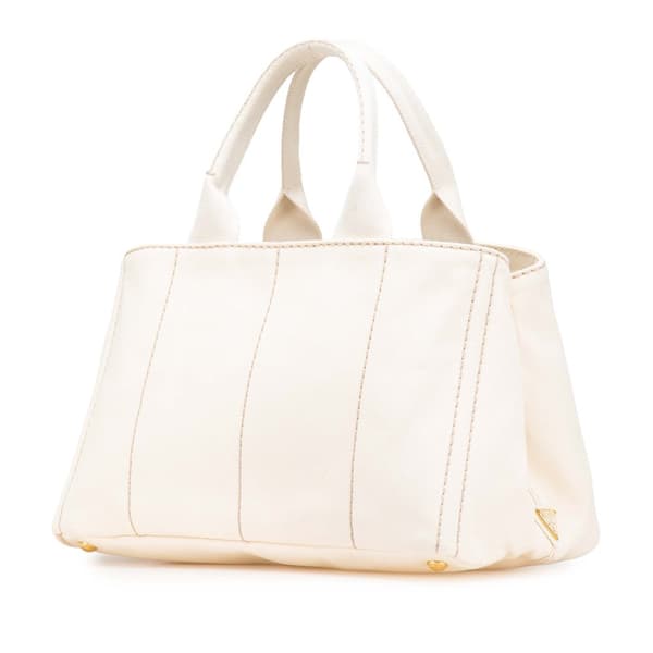Pre-owned Prada Canvas Canapa Logo Satchel White