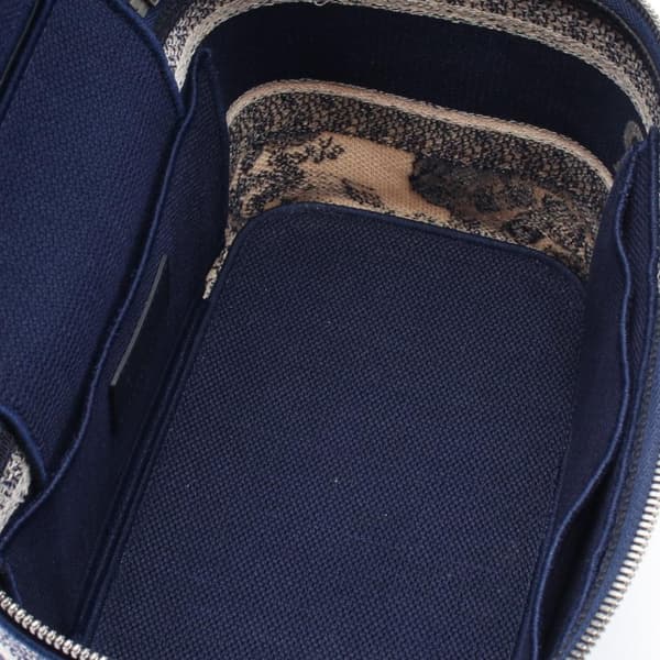 Pre-owned Dior Toile De Jouy Embroidered Canvas Diortravel Vanity Case Blue