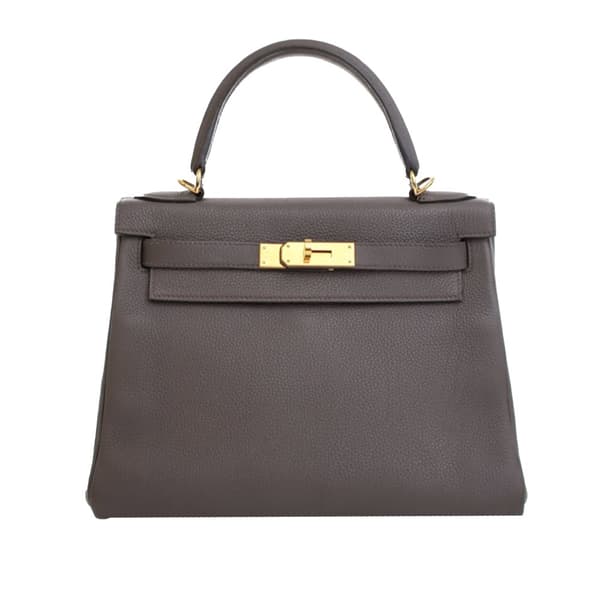 Pre-owned Hermès Togo Kelly II Retourne 28 Gray