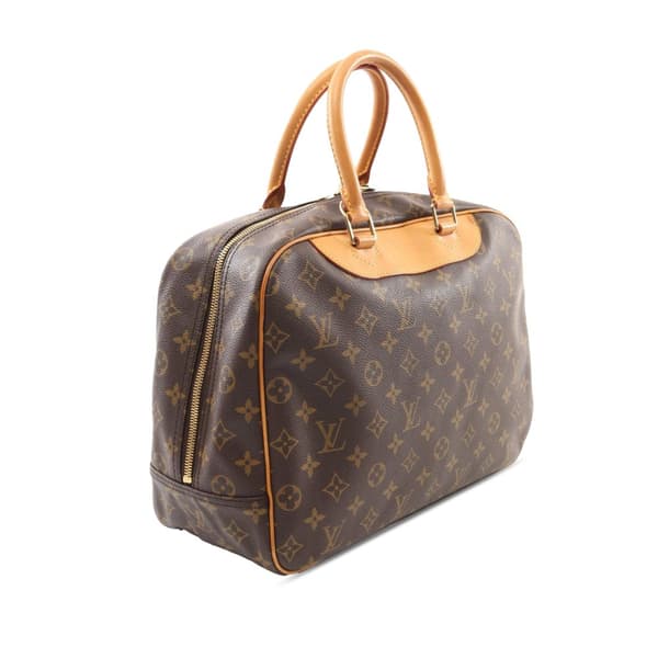 Pre-owned Louis Vuitton LOUIS VUITTON Deauville Bowling Vanity Handbag M47270 Monogram PVC coated canvas leather Brown Used Women