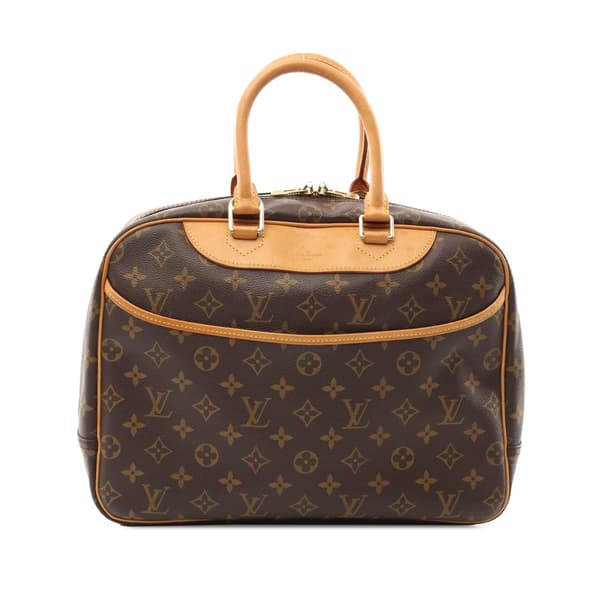Pre-owned Louis Vuitton LOUIS VUITTON Deauville Bowling Vanity Handbag M47270 Monogram PVC coated canvas leather Brown Used Women