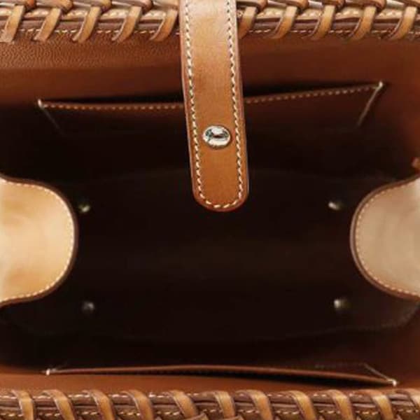 Pre-owned Hermès Osier Wicker and Barenia Bolide Picnic 24 Brown