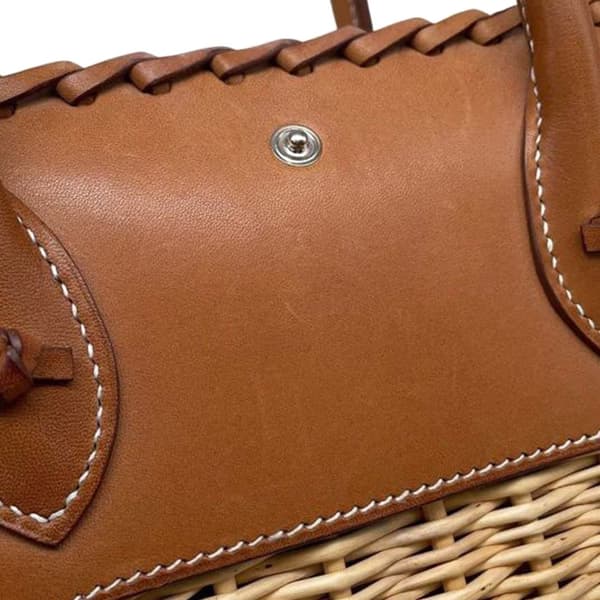 Pre-owned Hermès Osier Wicker and Barenia Bolide Picnic 24 Brown