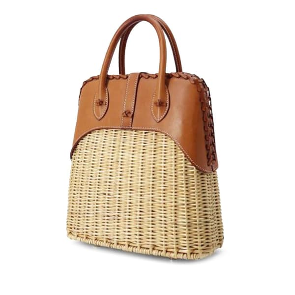 Pre-owned Hermès Osier Wicker and Barenia Bolide Picnic 24 Brown
