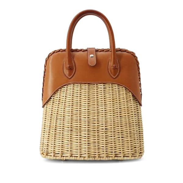 Pre-owned Hermès Osier Wicker and Barenia Bolide Picnic 24 Brown