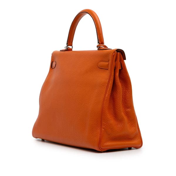 Pre-owned Hermès Togo Kelly II Retourne 35 Orange