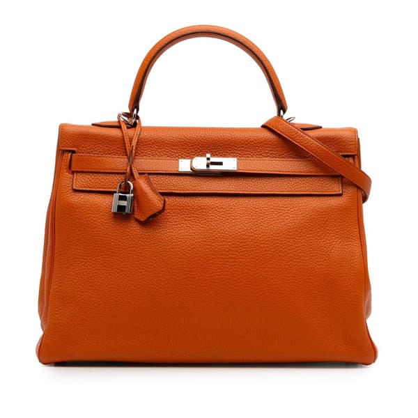 Pre-owned Hermès Togo Kelly II Retourne 35 Orange