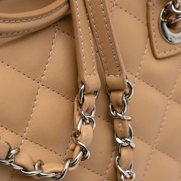 Pre-owned Chanel Small Quilted Calfskin Easy Shopping Tote Brown