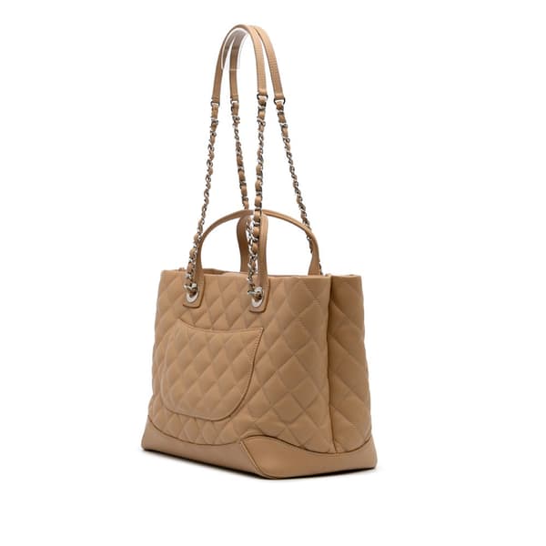 Pre-owned Chanel Small Quilted Calfskin Easy Shopping Tote Brown