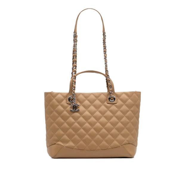 Pre-owned Chanel Small Quilted Calfskin Easy Shopping Tote Brown