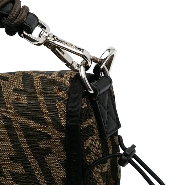 Pre-owned Fendi Large Zucca Vertigo Mesh Baguette Satchel Brown