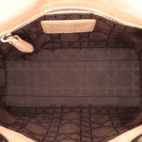 Pre-owned Dior Mini Iridescent Lambskin Cannage Lady Dior Gold