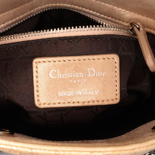 Pre-owned Dior Mini Iridescent Lambskin Cannage Lady Dior Gold