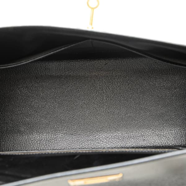 Pre-owned Hermès Box Calf Kelly Sellier 32 Black