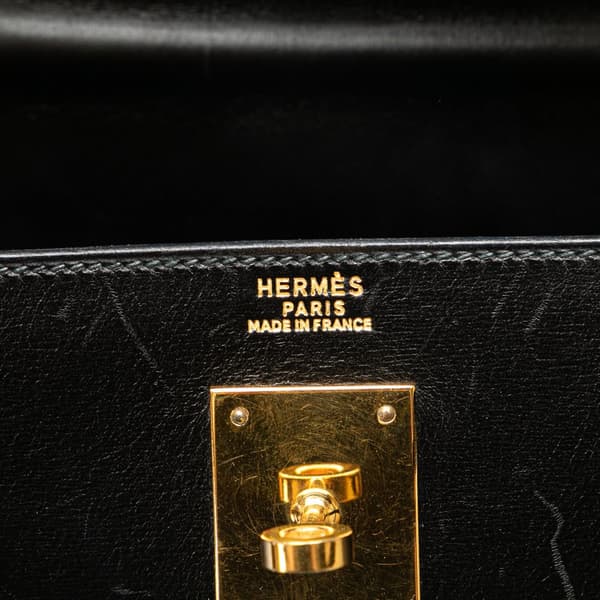 Pre-owned Hermès Box Calf Kelly Sellier 32 Black