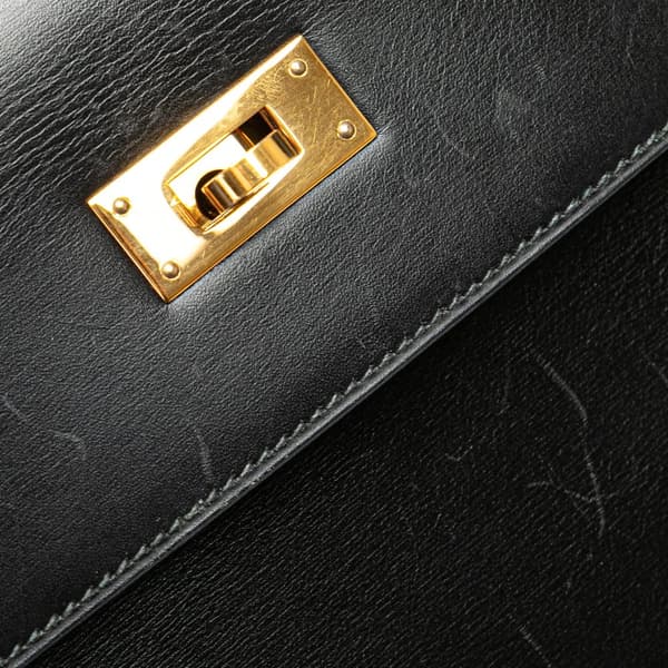 Pre-owned Hermès Box Calf Kelly Sellier 32 Black