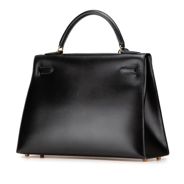 Pre-owned Hermès Box Calf Kelly Sellier 32 Black