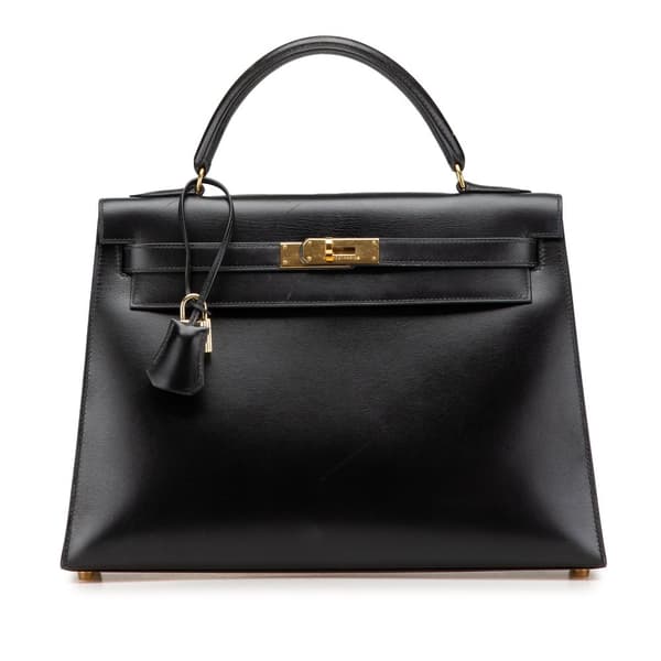 Pre-owned Hermès Box Calf Kelly Sellier 32 Black