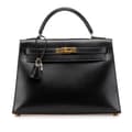 Miniatyrbild 1 av 10: Pre-owned Hermès Box Calf Kelly Sellier 32 Black